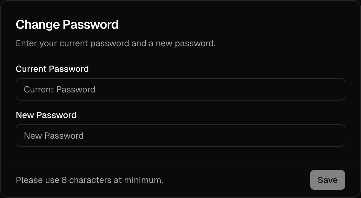 Change Password Card