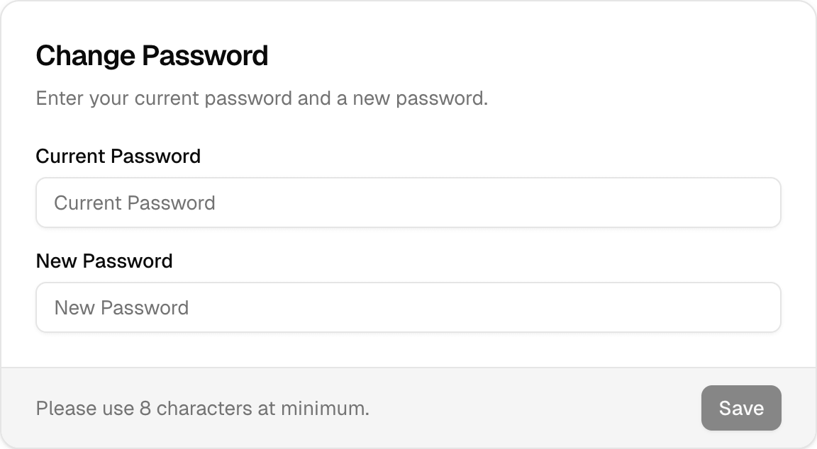 Change Password Card