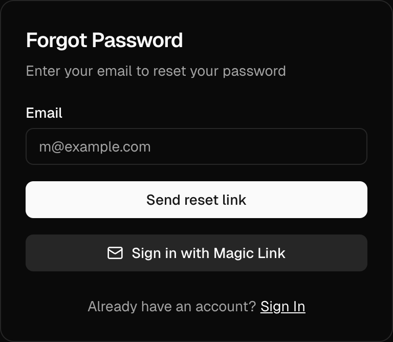 Forgot Password Dark