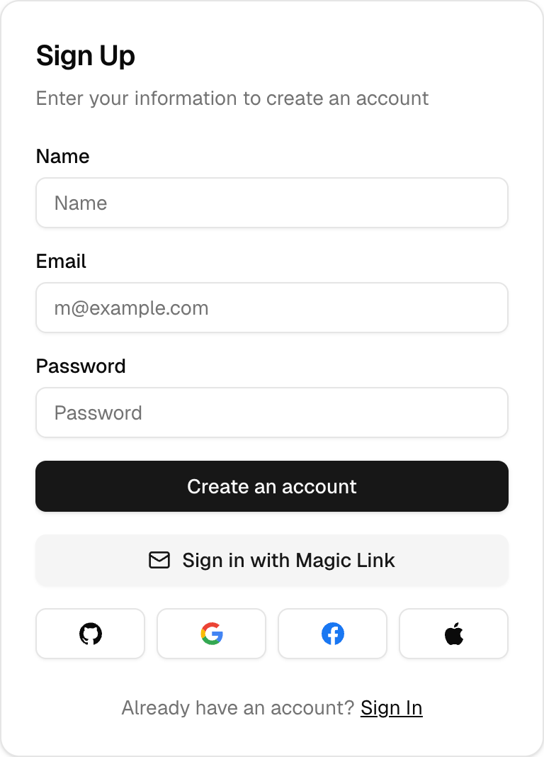 Sign Up Light